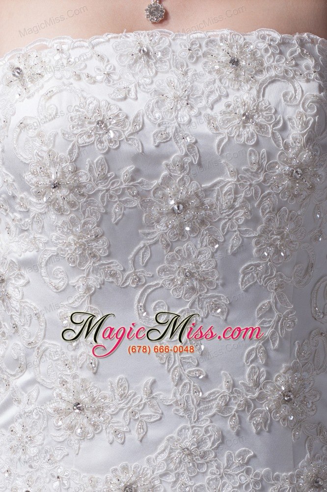 wholesale appliques with beading strapless ruffles a-line wedding dress