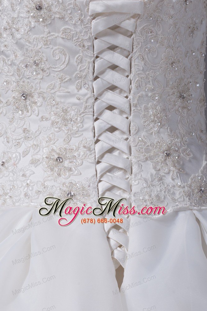 wholesale appliques with beading strapless ruffles a-line wedding dress