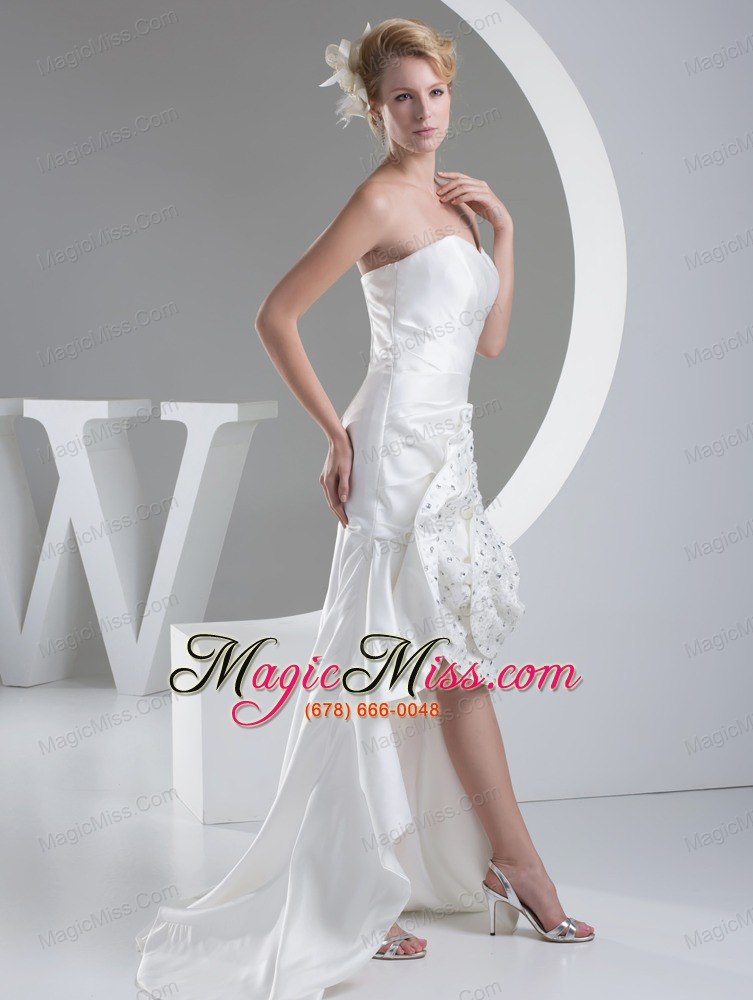 wholesale beading hand made flower sweetheart high-low wedding dress