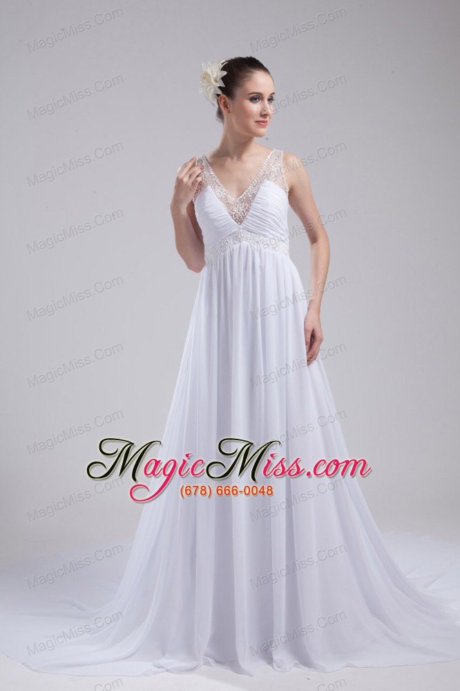 wholesale a-line v-neck ruching beading wedding dress