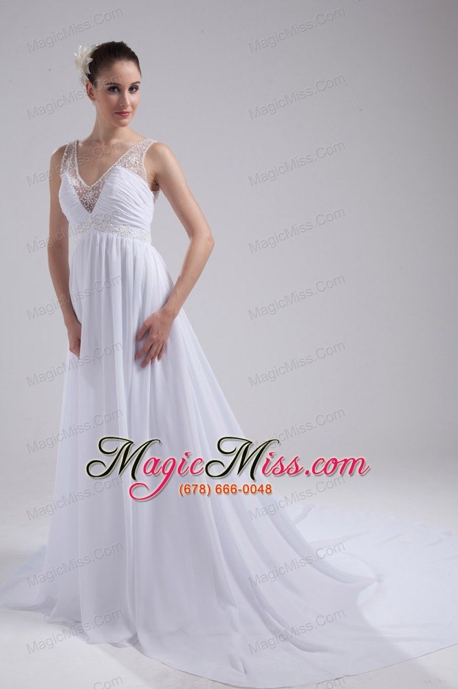 wholesale a-line v-neck ruching beading wedding dress