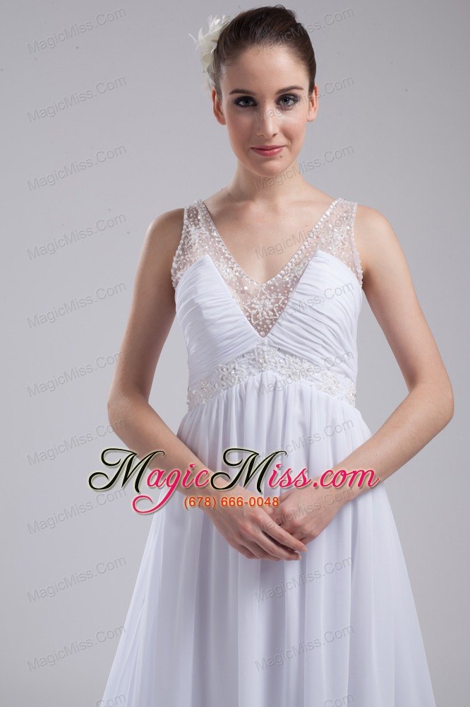 wholesale a-line v-neck ruching beading wedding dress