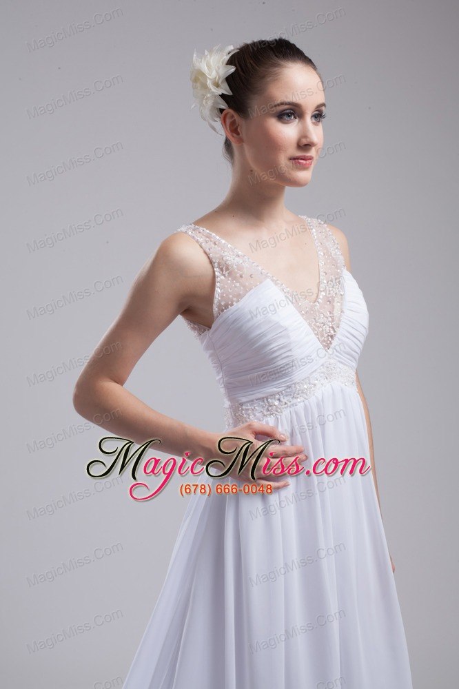 wholesale a-line v-neck ruching beading wedding dress