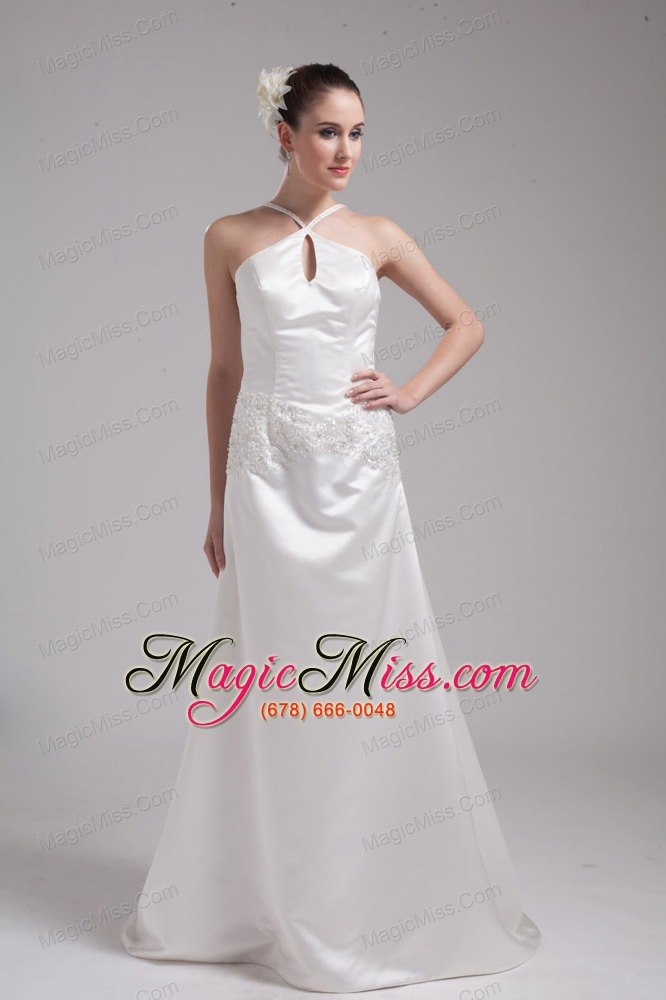 wholesale a-line straps beading satin wedding dress