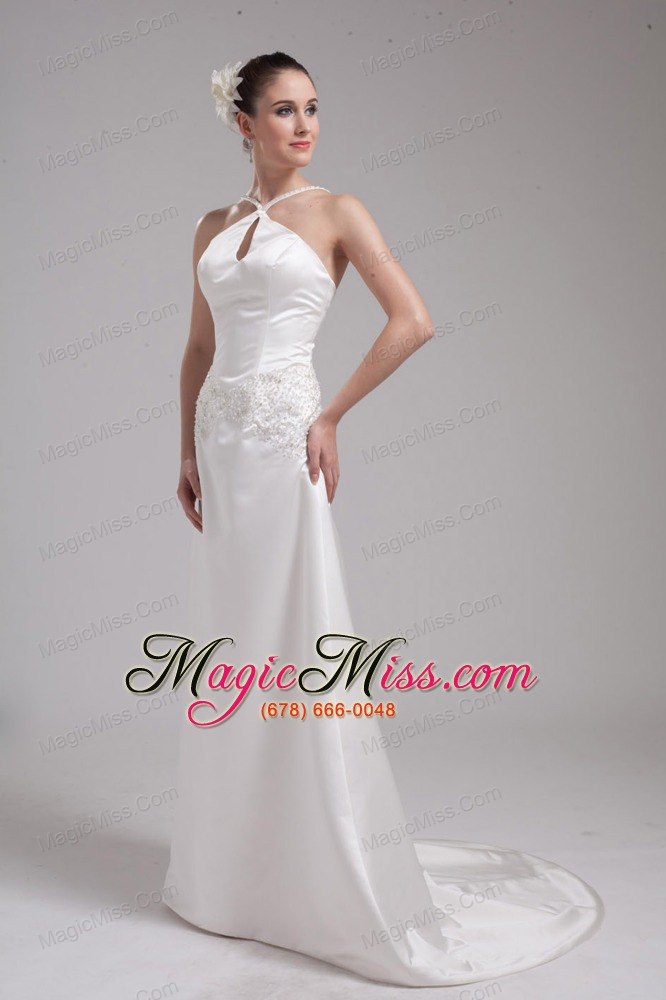 wholesale a-line straps beading satin wedding dress