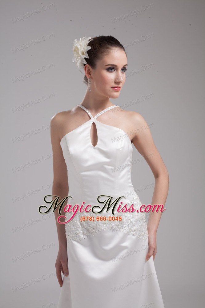 wholesale a-line straps beading satin wedding dress