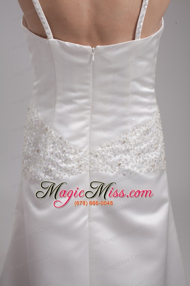 wholesale a-line straps beading satin wedding dress