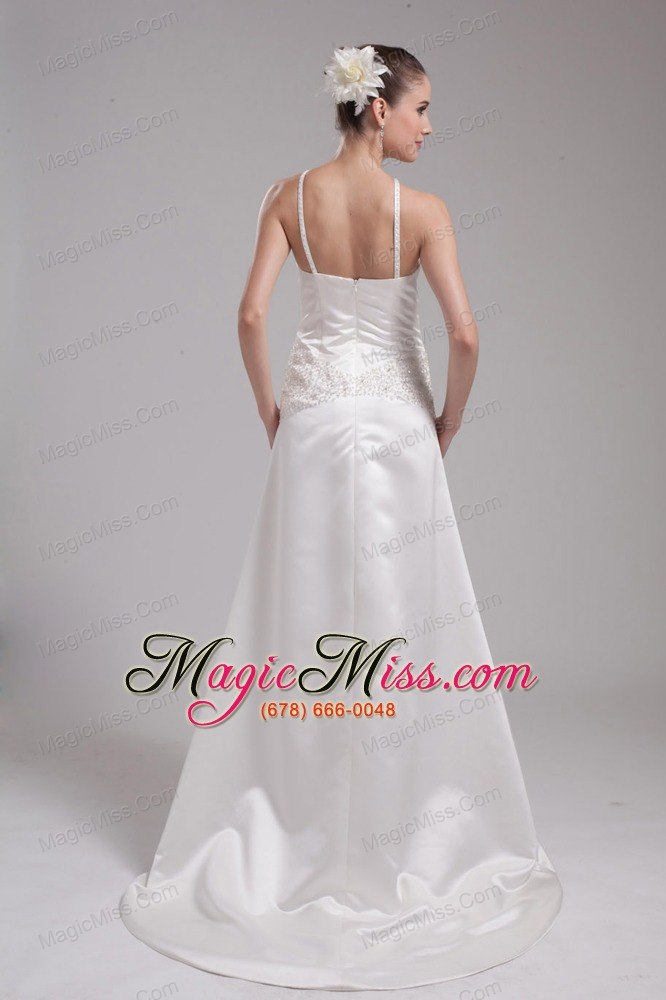 wholesale a-line straps beading satin wedding dress