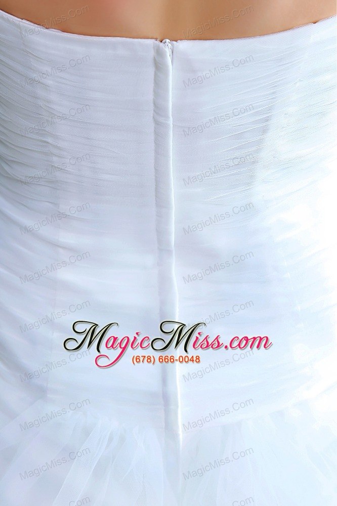 wholesale pretty a-line strapless court train tulle beading wedding dress