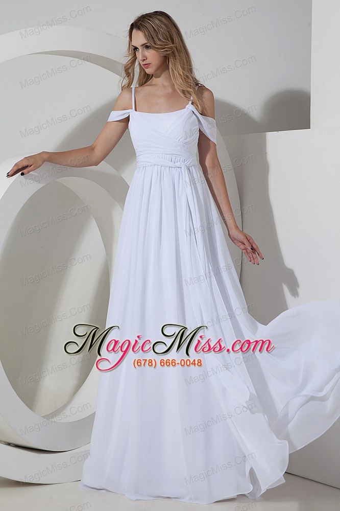 wholesale beautiful empire straps floor-length chiffon ruch wedding dress