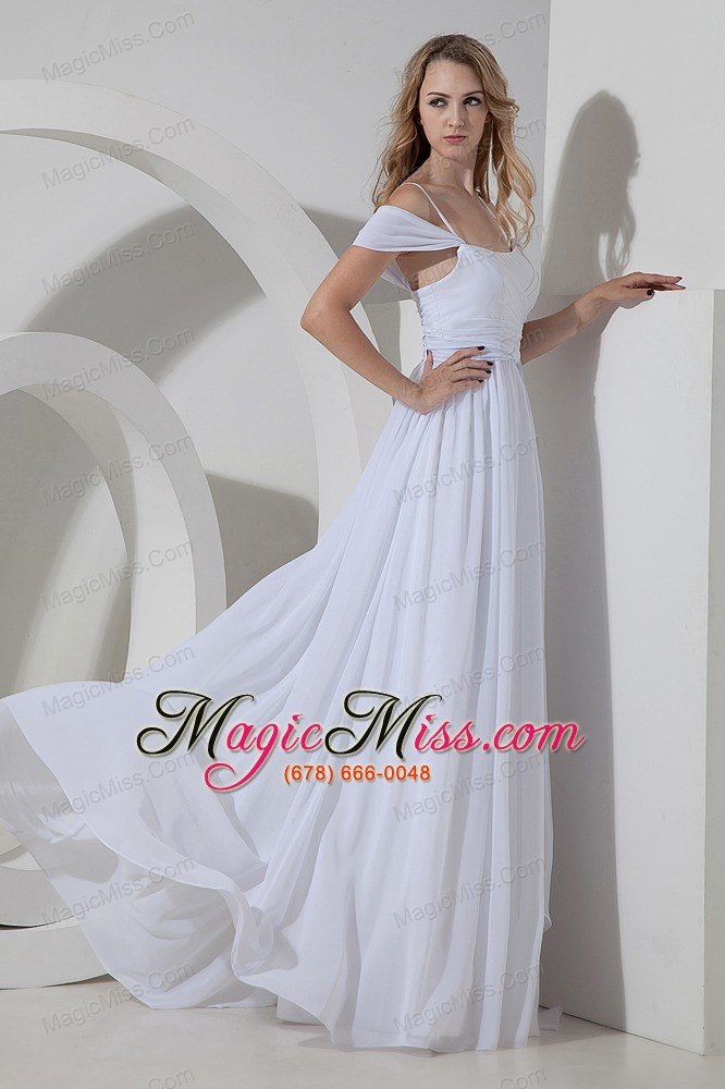 wholesale beautiful empire straps floor-length chiffon ruch wedding dress