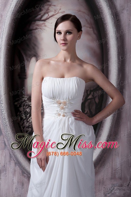 wholesale custom made empire strapless sweep train appliques chiffon wedding dress