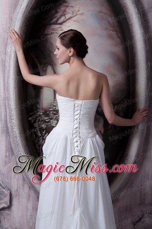 wholesale custom made empire strapless sweep train appliques chiffon wedding dress