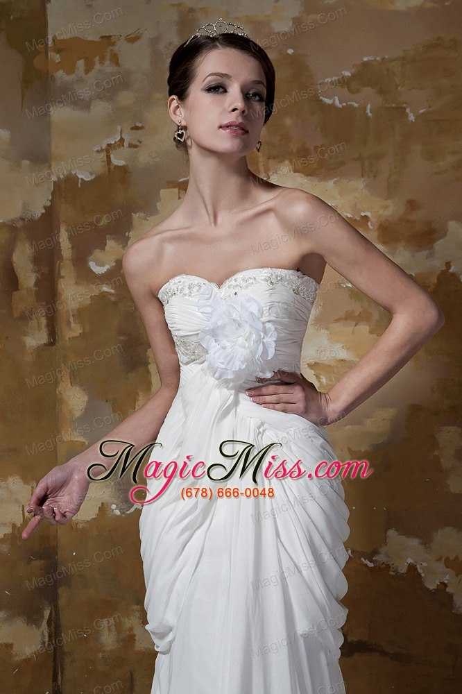 wholesale pretty column sweetheart court train chiffon beading wedding dress