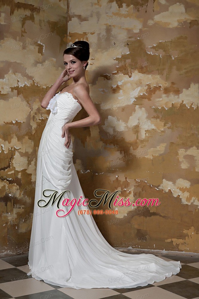 wholesale pretty column sweetheart court train chiffon beading wedding dress