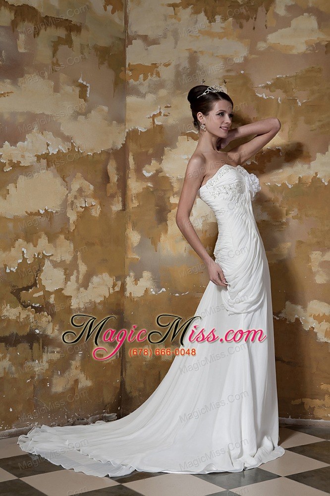 wholesale pretty column sweetheart court train chiffon beading wedding dress