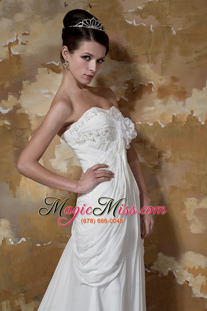 wholesale pretty column sweetheart court train chiffon beading wedding dress