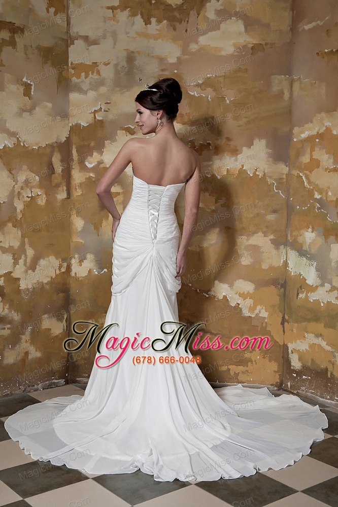 wholesale pretty column sweetheart court train chiffon beading wedding dress