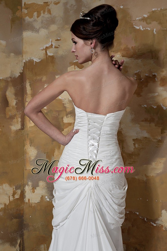 wholesale pretty column sweetheart court train chiffon beading wedding dress