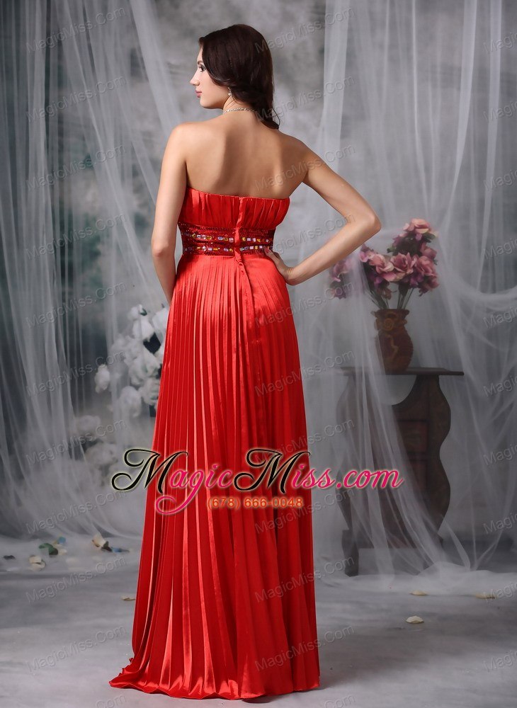 wholesale luxurious red column strapless taffeta pleat beading evening dress floor-length