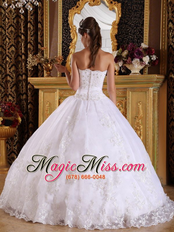 wholesale white ball gown strapless floor-length embroidery with beading white quinceanera dress