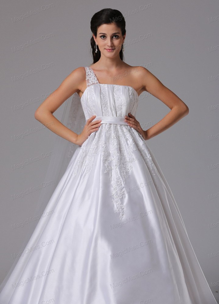 wholesale customize a-line one shoulder 2013 wedding dress embroidery and ruch in madison connecticut