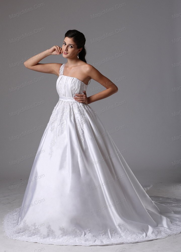 wholesale customize a-line one shoulder 2013 wedding dress embroidery and ruch in madison connecticut