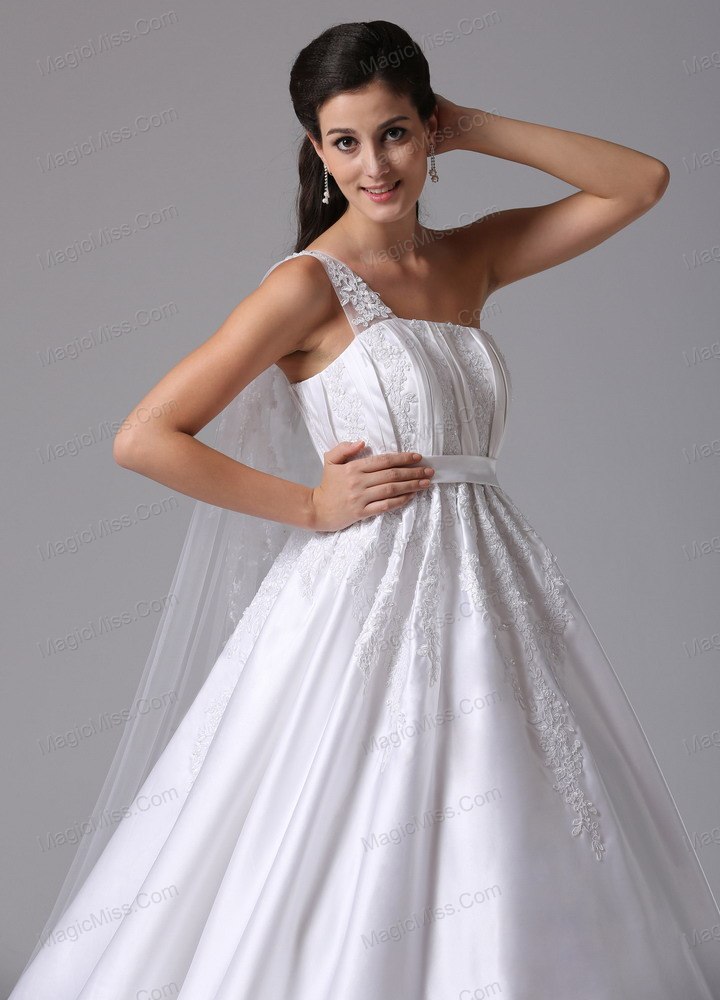 wholesale customize a-line one shoulder 2013 wedding dress embroidery and ruch in madison connecticut