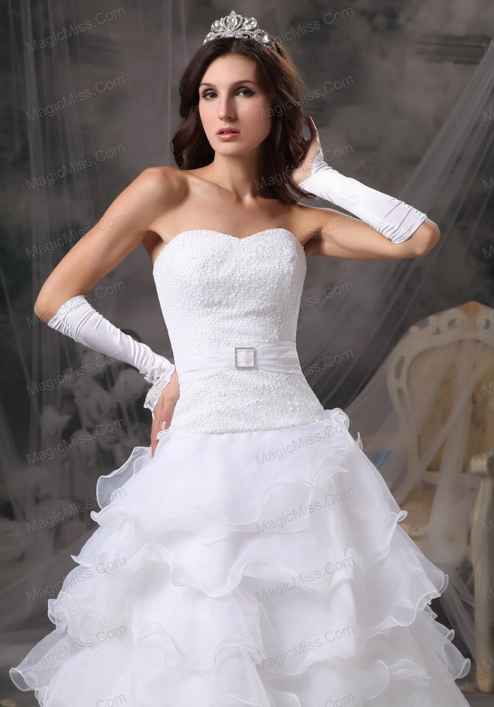 wholesale fashionable a-line / princess sweetheart floor-length organza ruffles wedding dress