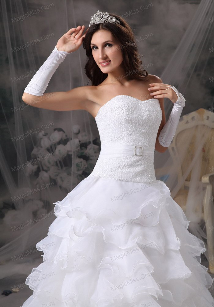 wholesale fashionable a-line / princess sweetheart floor-length organza ruffles wedding dress