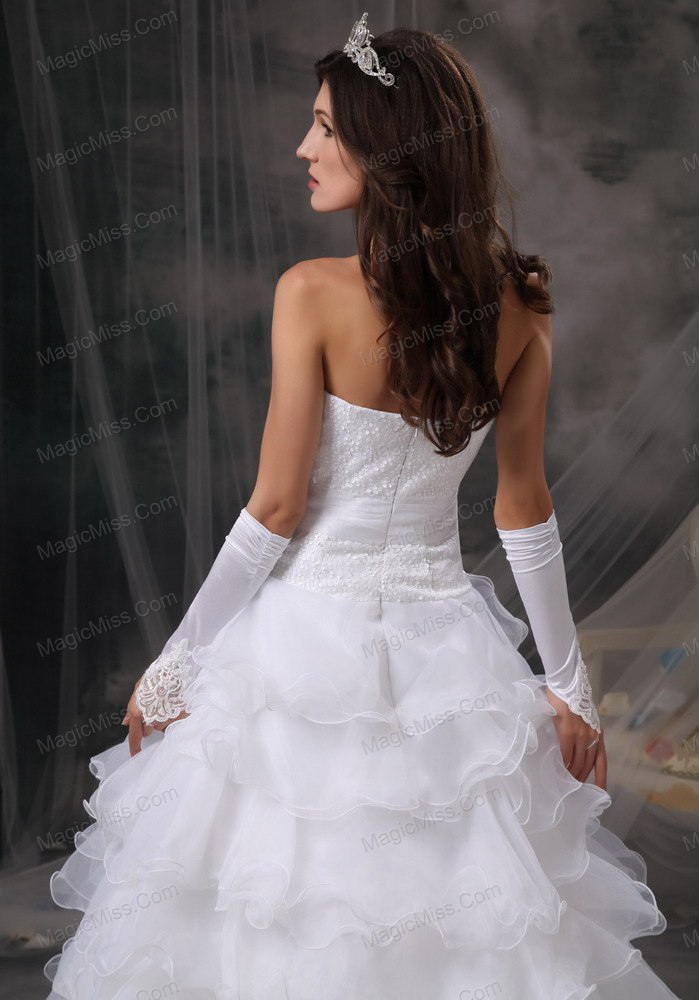 wholesale fashionable a-line / princess sweetheart floor-length organza ruffles wedding dress