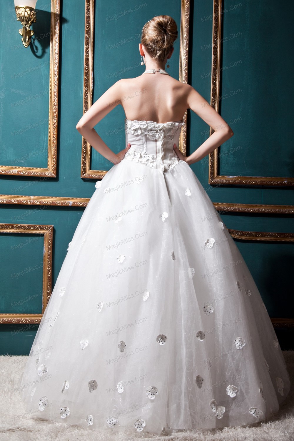 wholesale beautiful ball gown sweetheart floor-lengthtulle beading and appliques wedding dress