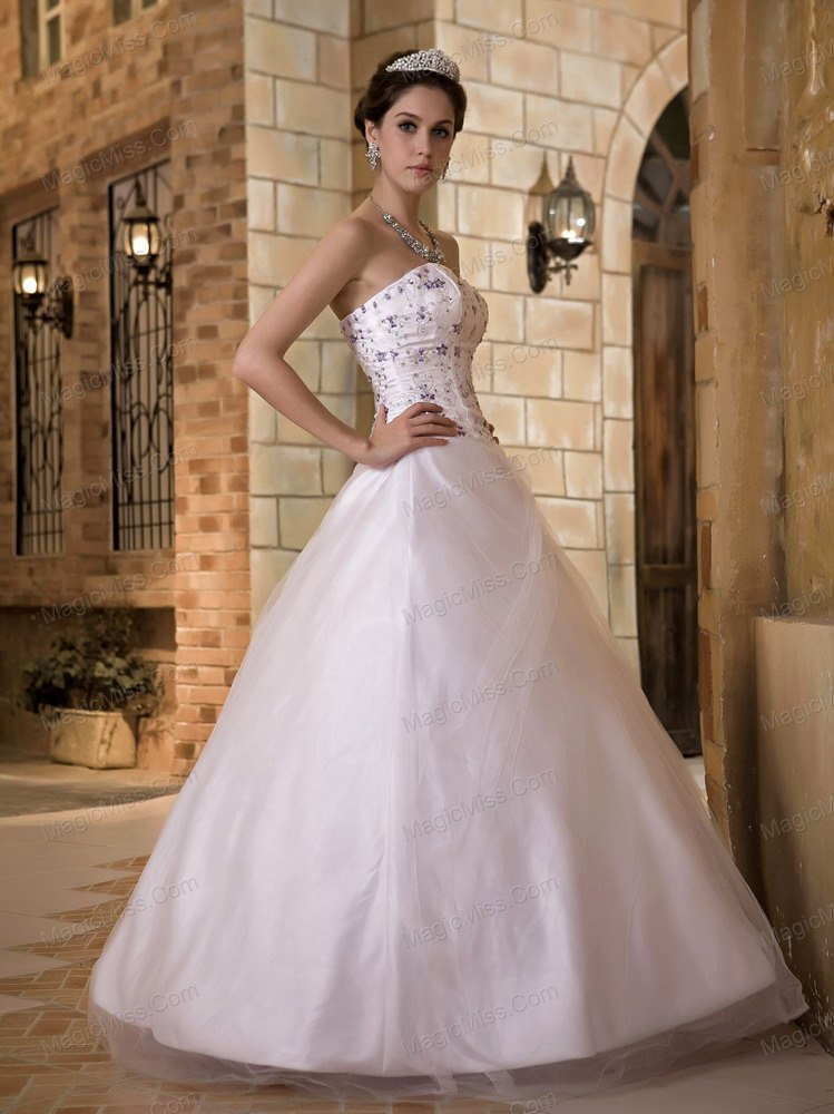 wholesale simple a-line sweetheart floor-length taffeta and tulle embroidery wedding dress