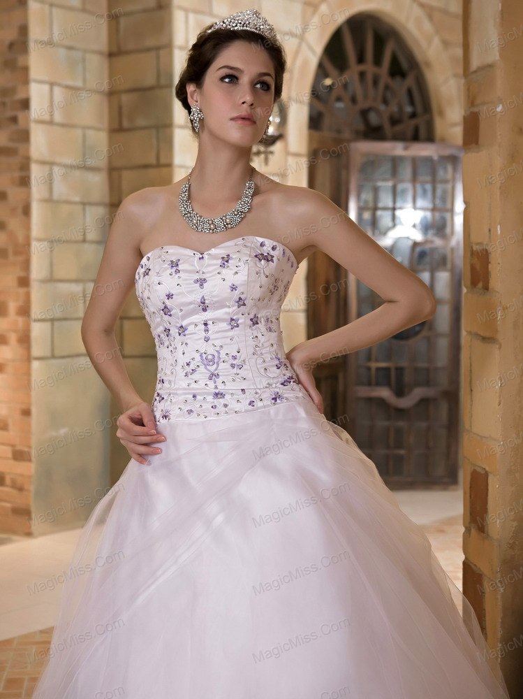 wholesale simple a-line sweetheart floor-length taffeta and tulle embroidery wedding dress