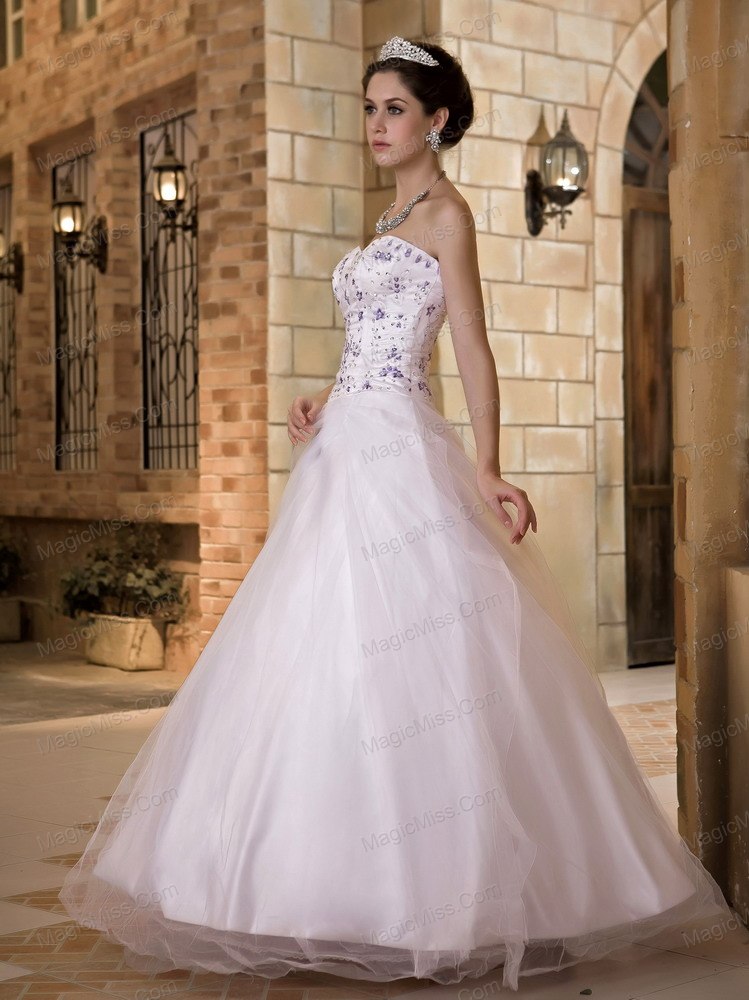 wholesale simple a-line sweetheart floor-length taffeta and tulle embroidery wedding dress