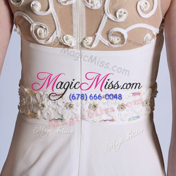 wholesale sexy scoop sleeveless zipper homecoming dress white chiffon