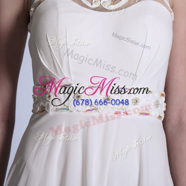 wholesale sexy scoop sleeveless zipper homecoming dress white chiffon