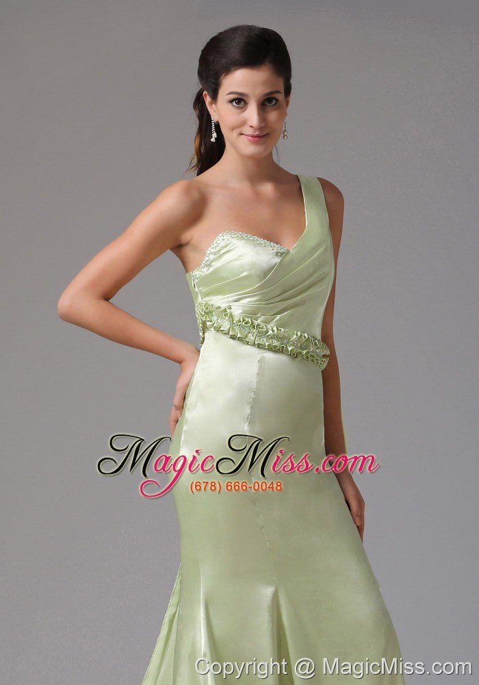 wholesale stylish yellow green one shoulder 2013 prom celebirty dress with appliques watteau train in groton connecticut