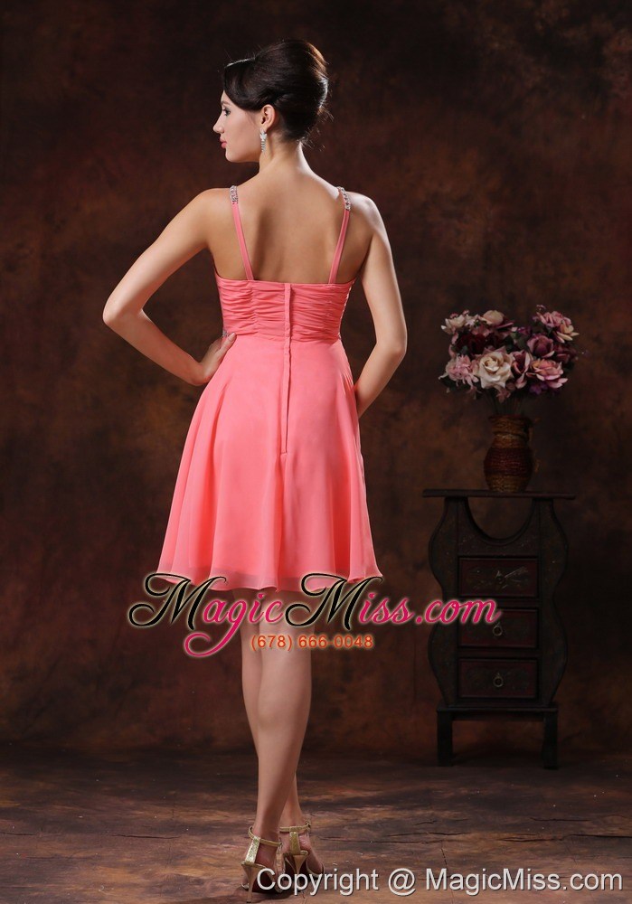 wholesale v-neck zipper-up watermelon short prom dress with beaded decorate in marana arizona