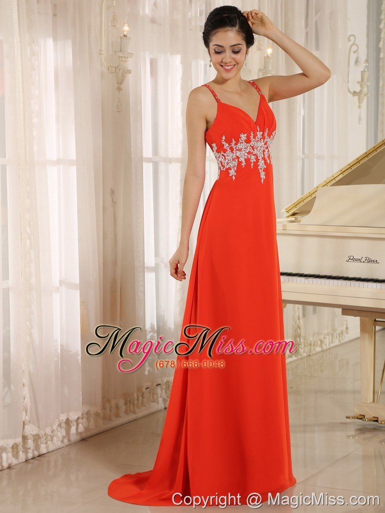 wholesale 2013 red new style in akron arkansas prom celebrity dress with spaghetti straps appliques decorate waist