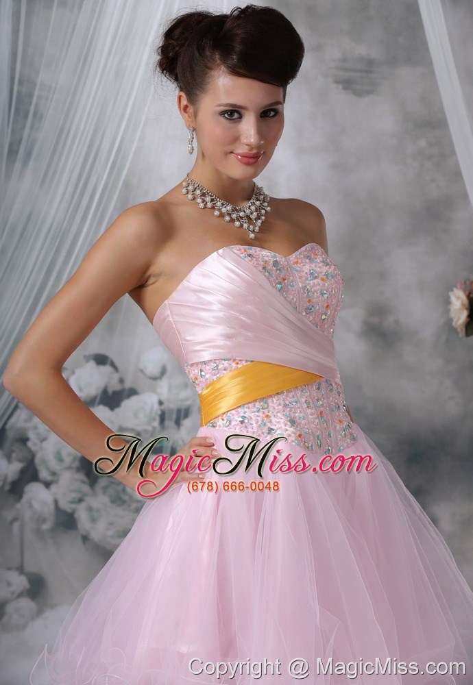 wholesale keokuk iowa beaded decorate up bodice baby pink mini-length prom / homecoming dress for 2013