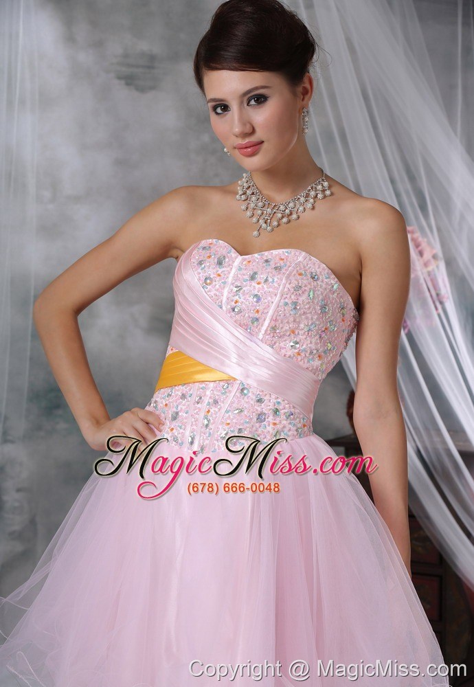 wholesale keokuk iowa beaded decorate up bodice baby pink mini-length prom / homecoming dress for 2013