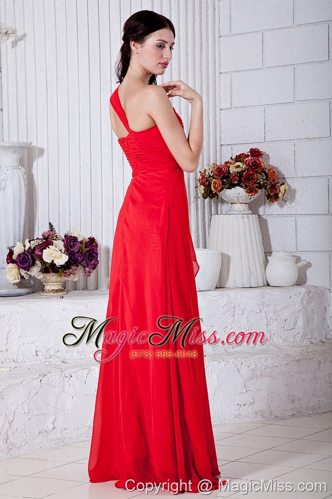 wholesale red empire one shoulder prom / evening dress chiffon beading floor-length