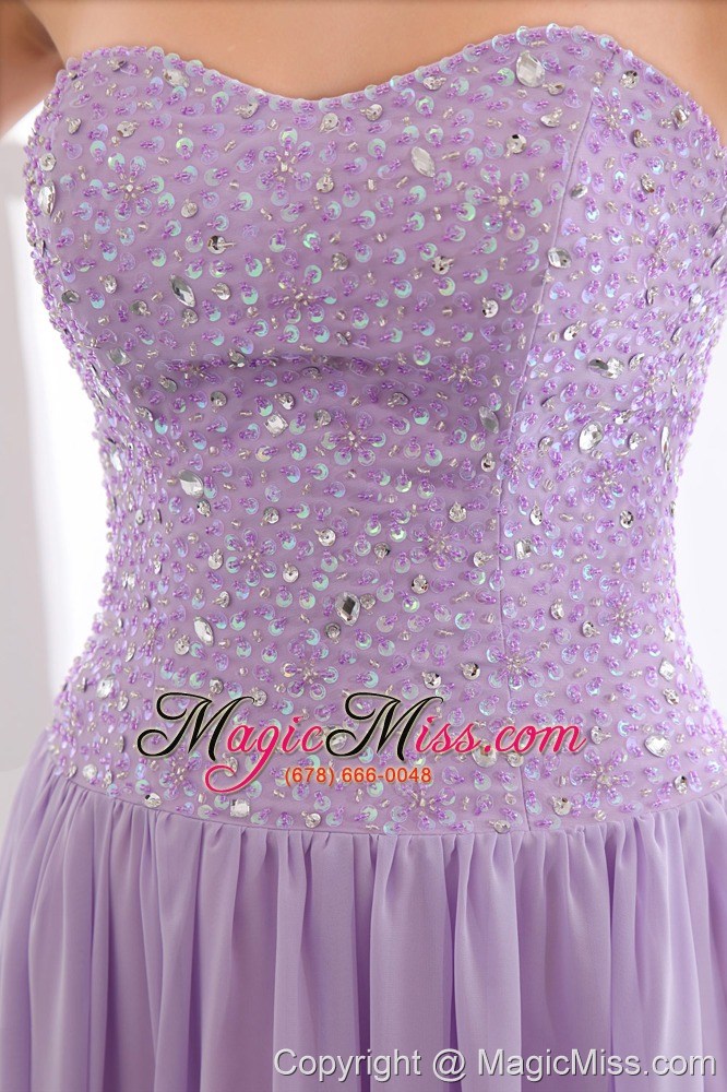 wholesale lavender empire strapless floor-length chiffon beading prom dress