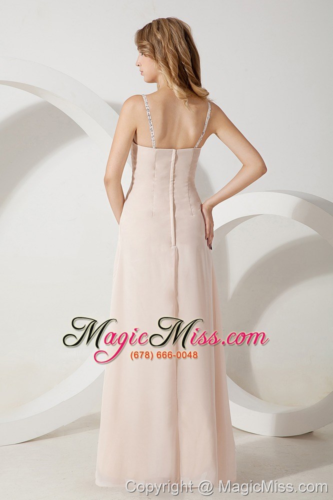 wholesale light pink homecoming dress empire straps beading floor-length chiffon