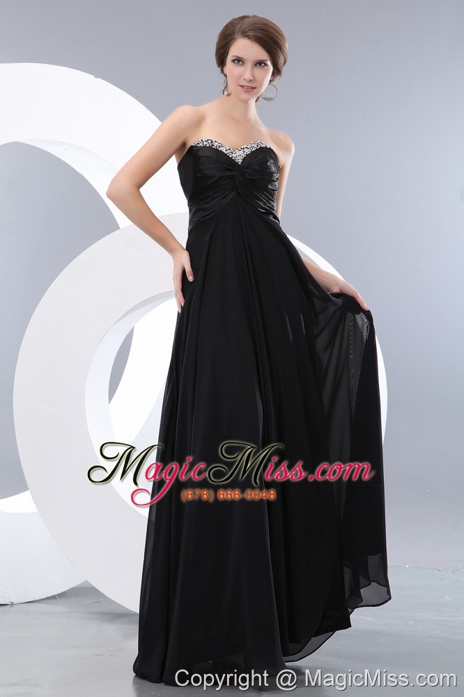 wholesale exquisite black empire sweetheart beading little back dress floor-length chiffon