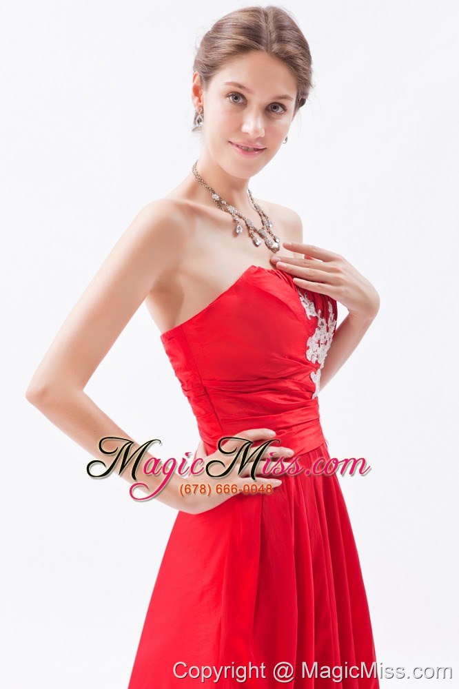 wholesale red column / sheath strapless prom dress taffeta appliques floor-length