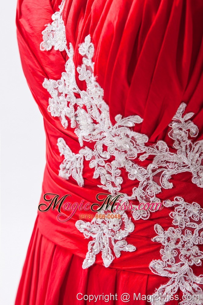 wholesale red column / sheath strapless prom dress taffeta appliques floor-length