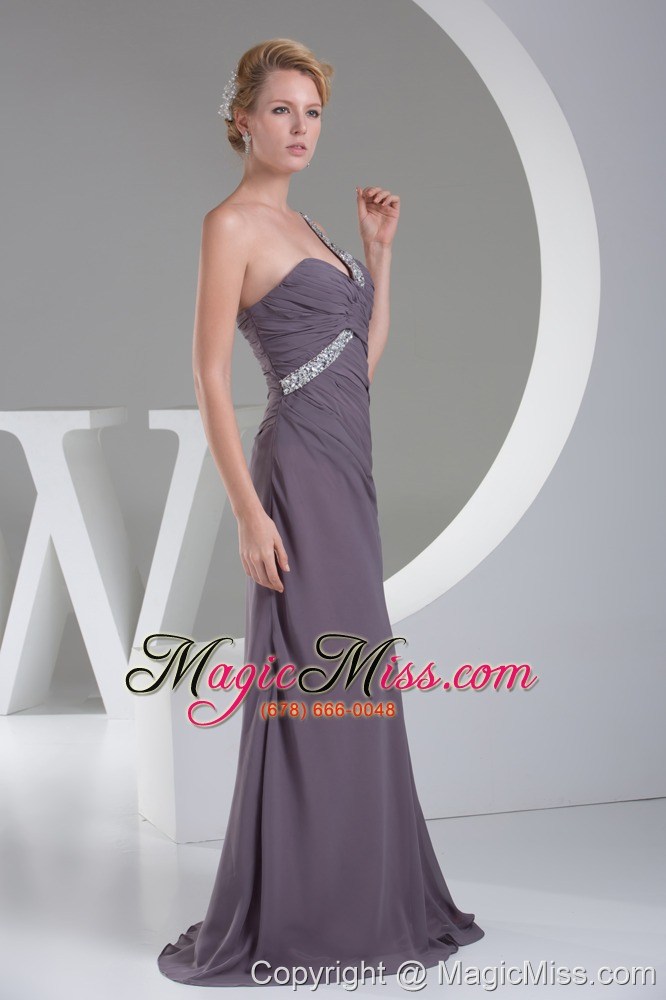 wholesale high end beaded decorate shoulder long prom dress