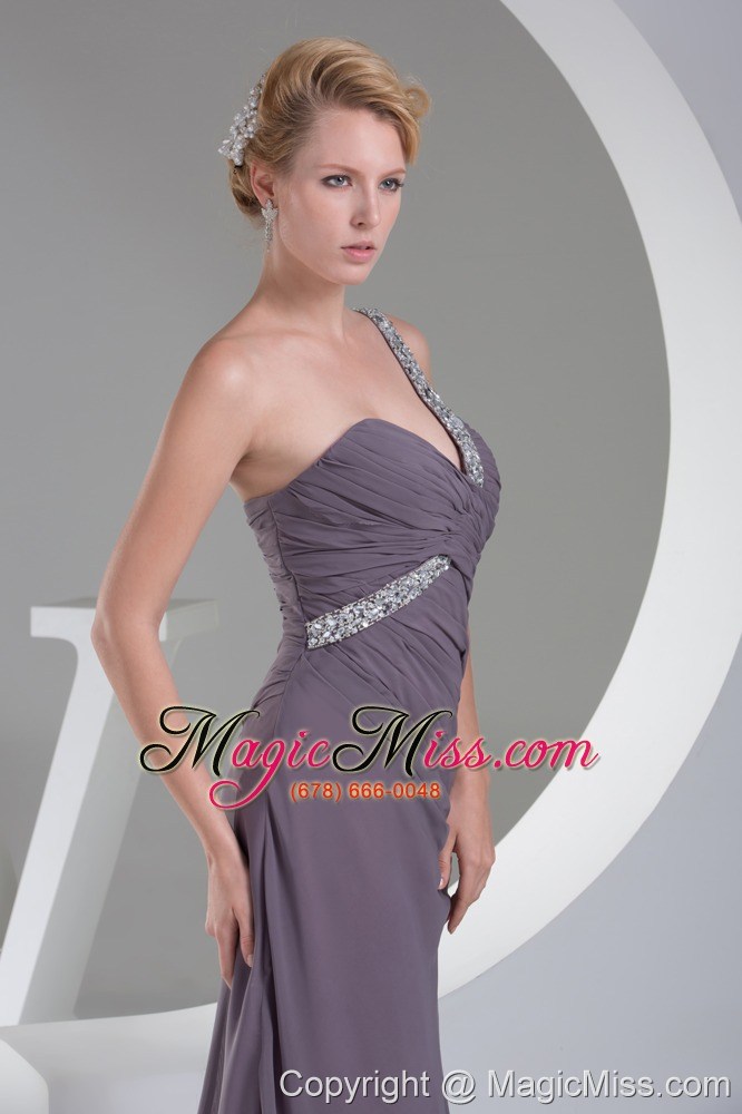 wholesale high end beaded decorate shoulder long prom dress